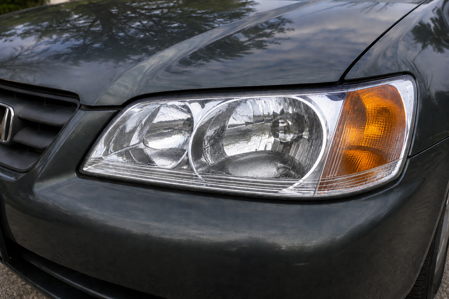 After — professionally restored headlight